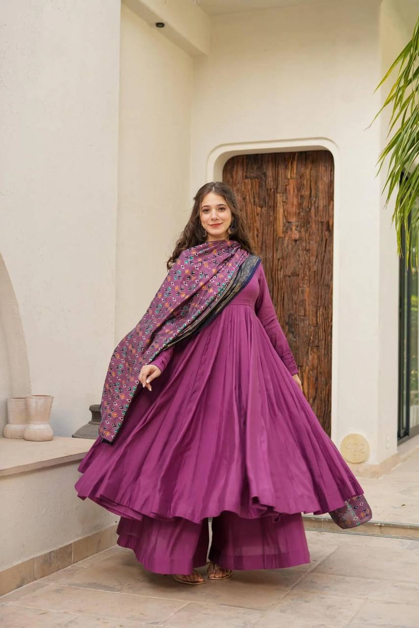 Purple Anarkali Set - Flame of Elegance