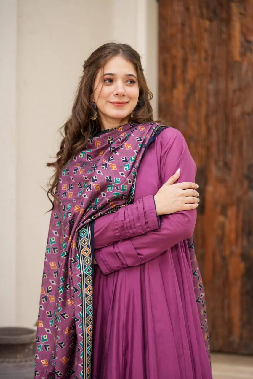 Purple Anarkali Set - Flame of Elegance