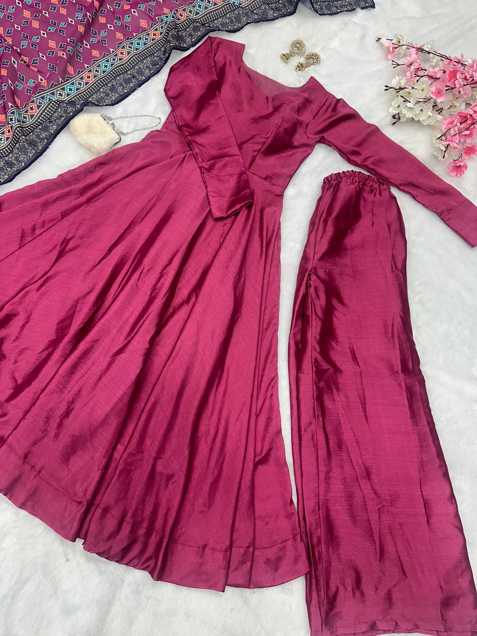 Purple Anarkali Set - Flame of Elegance