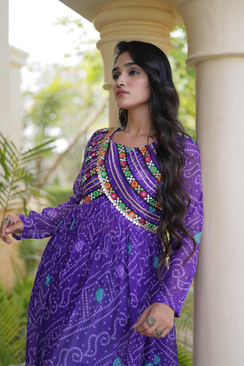 Purple Bandhani Kurti with Patchwork