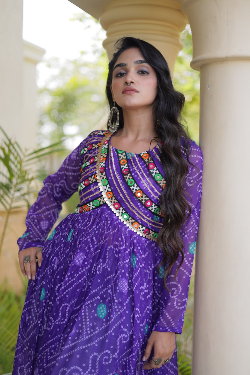 Purple Bandhani Kurti with Patchwork