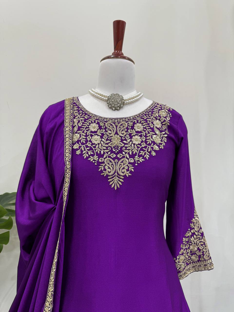 Purple Chinon Silk Lehenga Set with Sequin Work & Lace Border Dupatta  Full-Stitched Traditional Wear