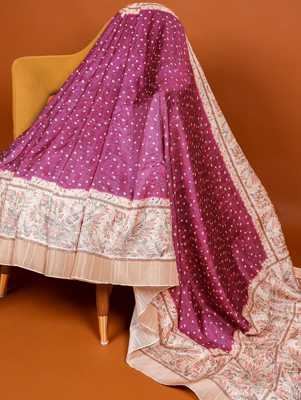Purple Color Handloom Kotha Border Digital Printed Saree
