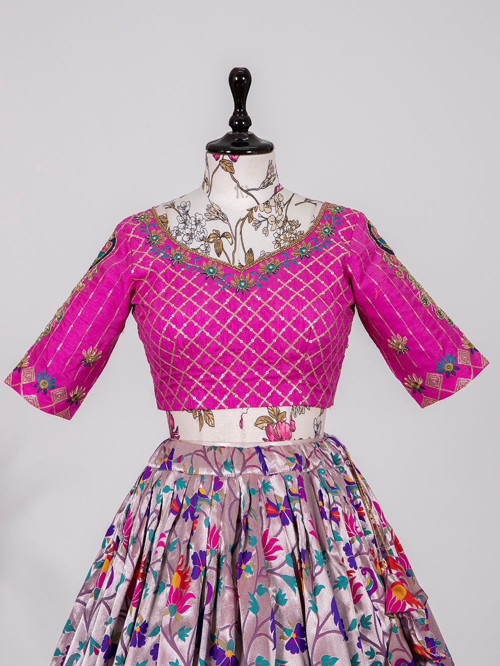 Purple Color Weaving Zari Work Jacquard Pethani Lehenga Choli Set