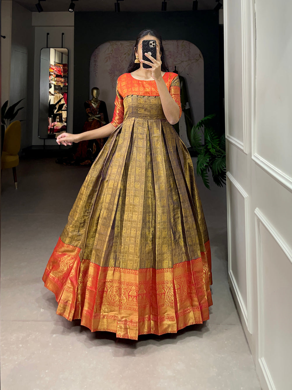 Purple Color Zari Weaving Work Kanjivaram Dress