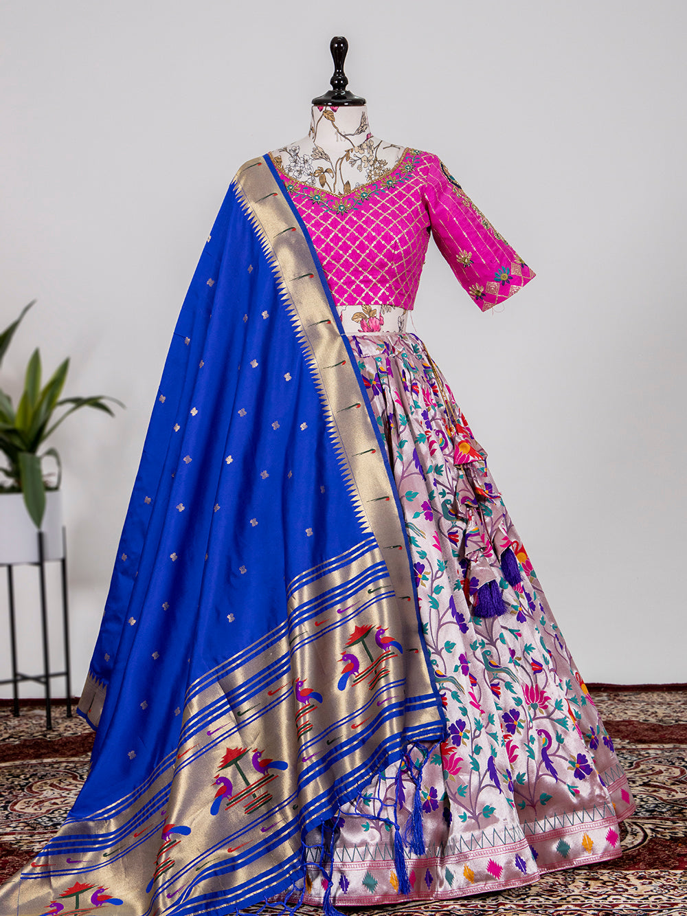 Purple Color Weaving Zari Work Jacquard Pethani Lehenga Choli Set