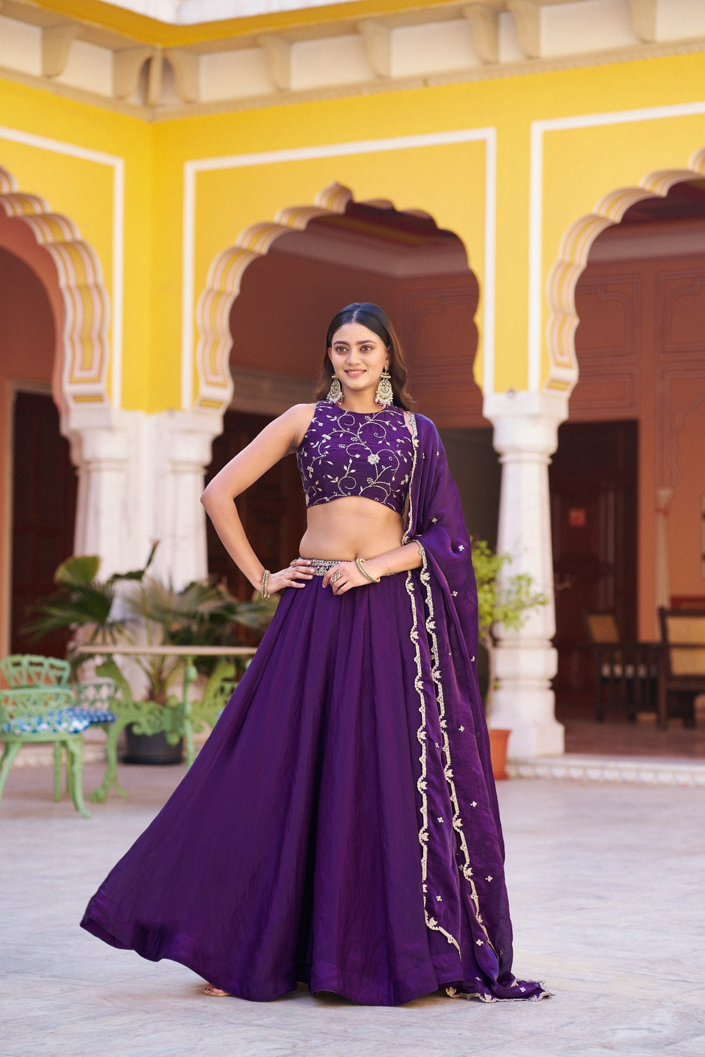 Purple Designer Fendi Sequins Lehenga Choli