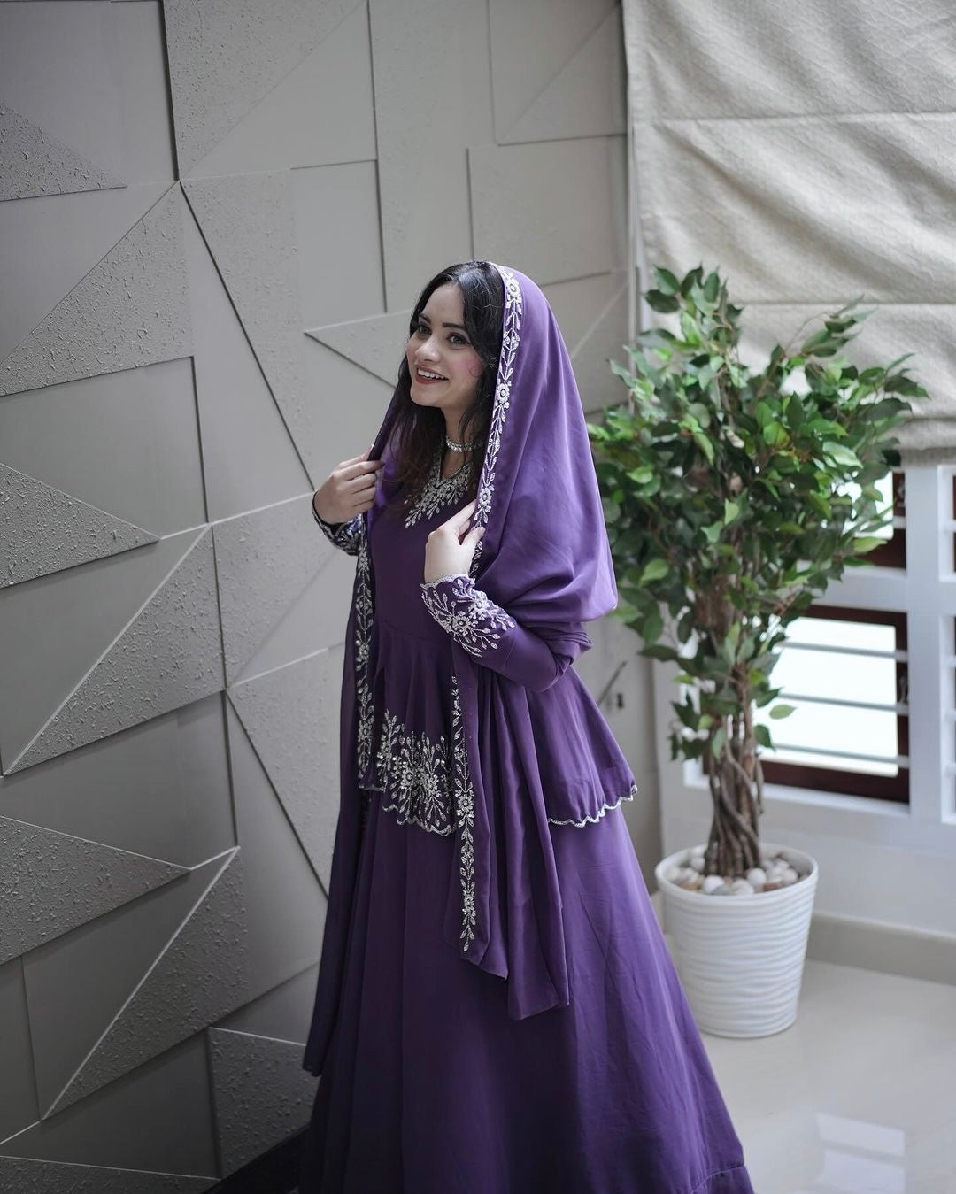 Purple Designer Party Wear Top with Lehenga & Dupatta Set - Sequin Embroidery and Tassel Accents