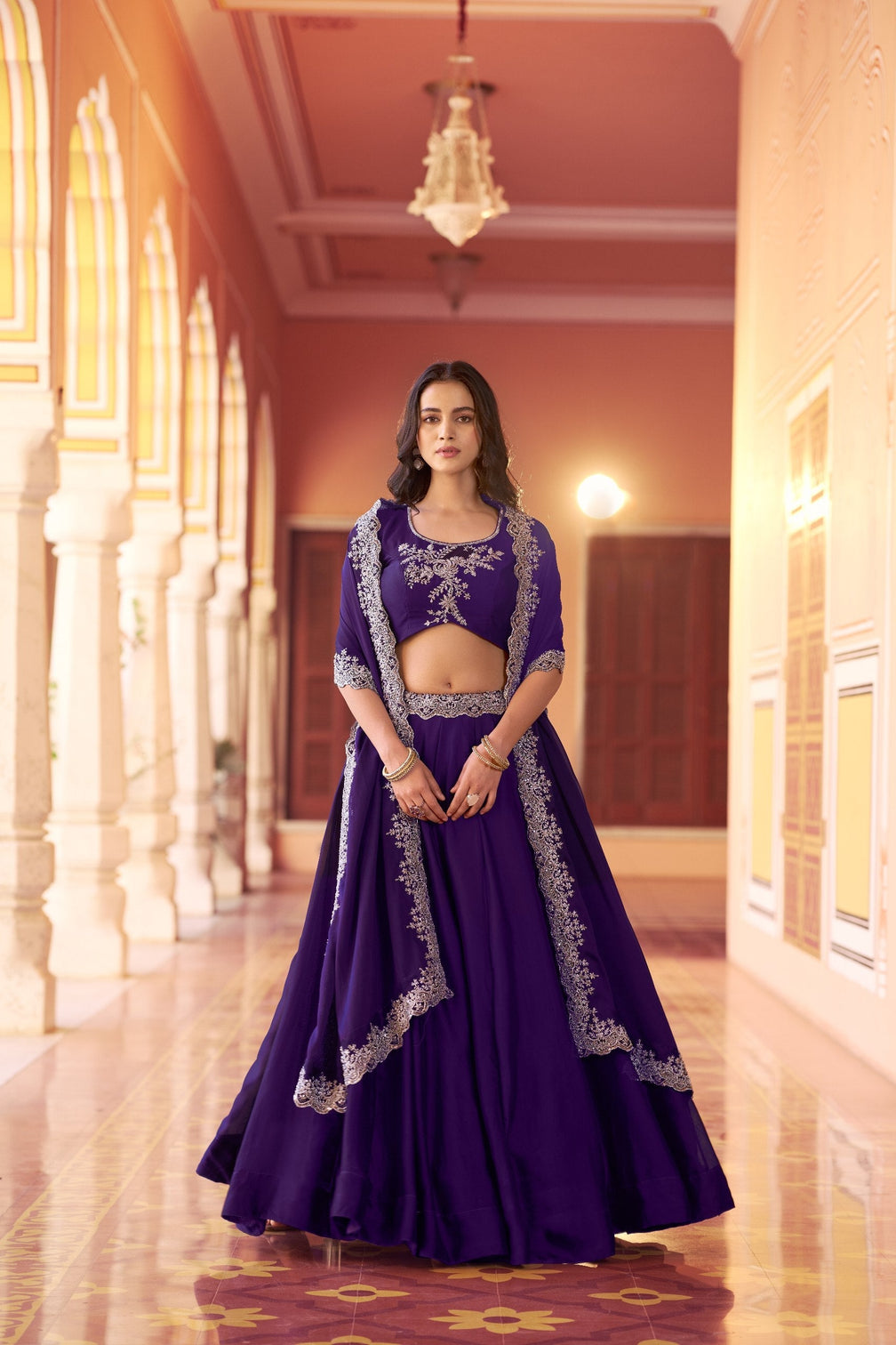 Purple Designer Silk Lehenga Set