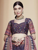 Purple Digital Printed Chinon Lehenga Choli With Dupatta