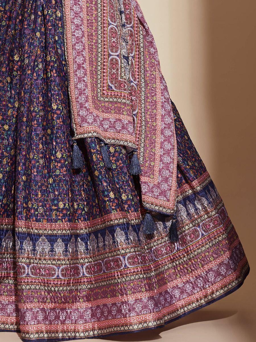 Purple Digital Printed Chinon Lehenga Choli With Dupatta