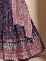 Purple Digital Printed Chinon Lehenga Choli With Dupatta