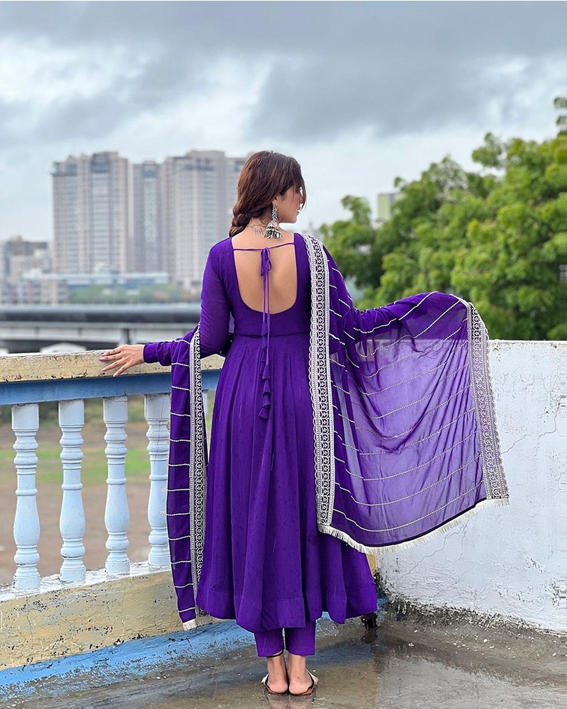 Purple Elegant Embroidered Anarkali Suit