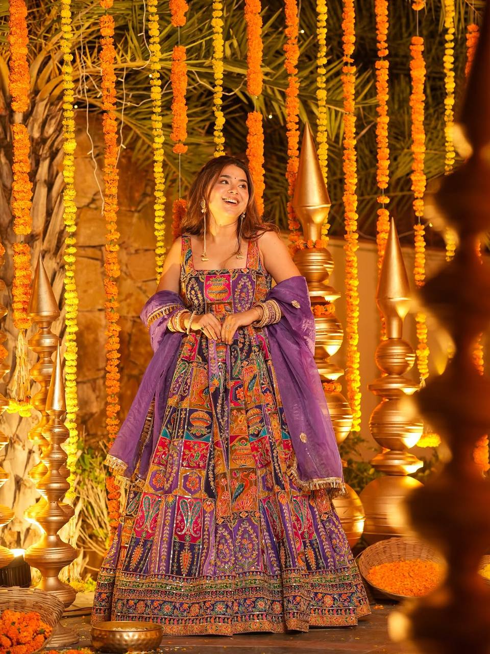 Purple Elegant Pure Embroidered Gown Set