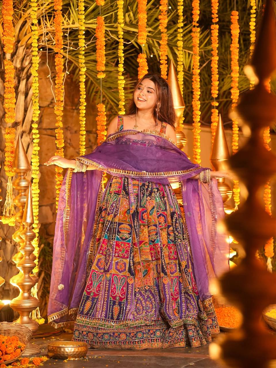 Purple Elegant Pure Embroidered Gown Set