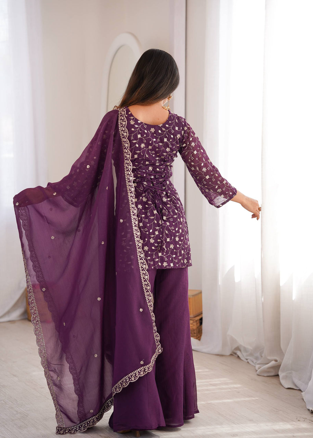 Purple Embroidered Kurta Set