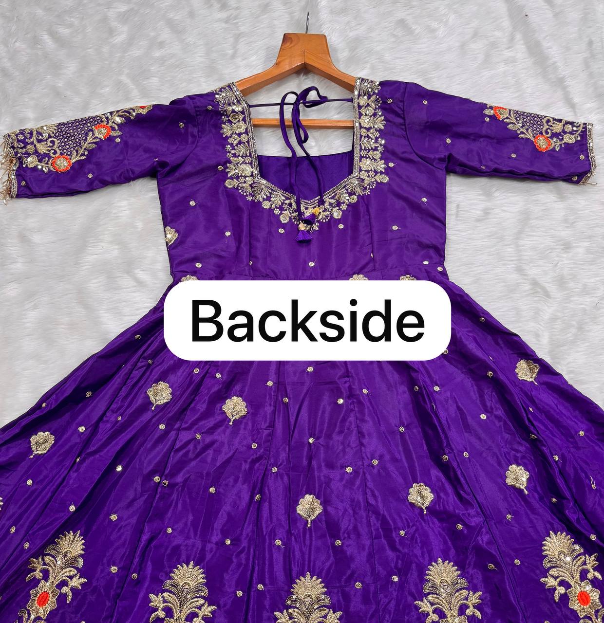 Purple Embroidered Zari Sequins Gown