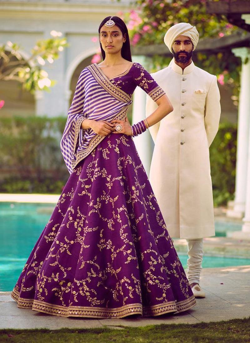 Purple Embroidery Sequence Work Lehenga Choli