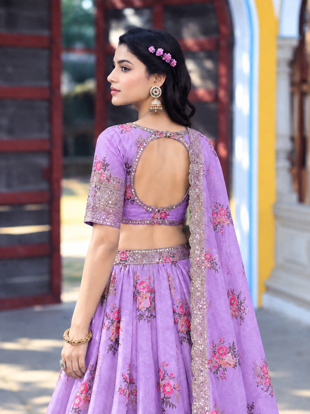 Purple Georgette Lehenga Choli