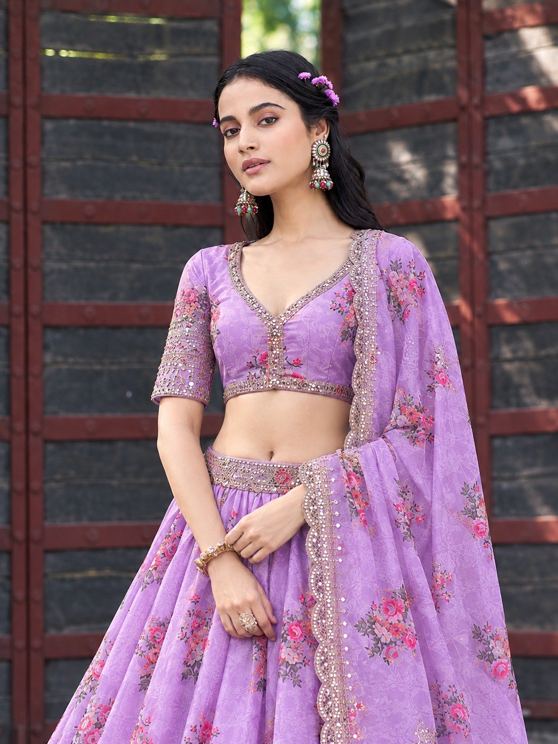 Purple Georgette Lehenga Choli