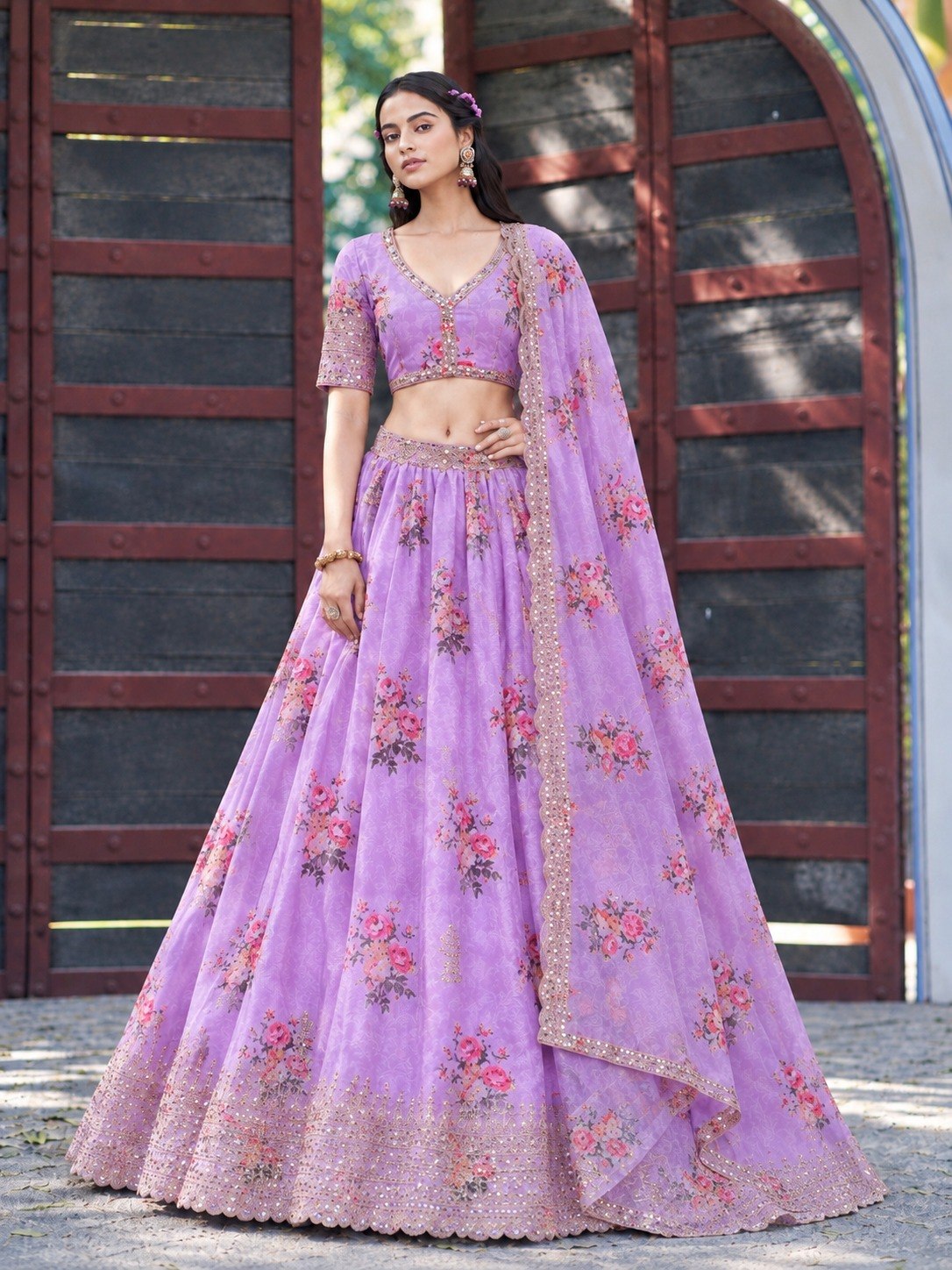 Purple Georgette Lehenga Choli