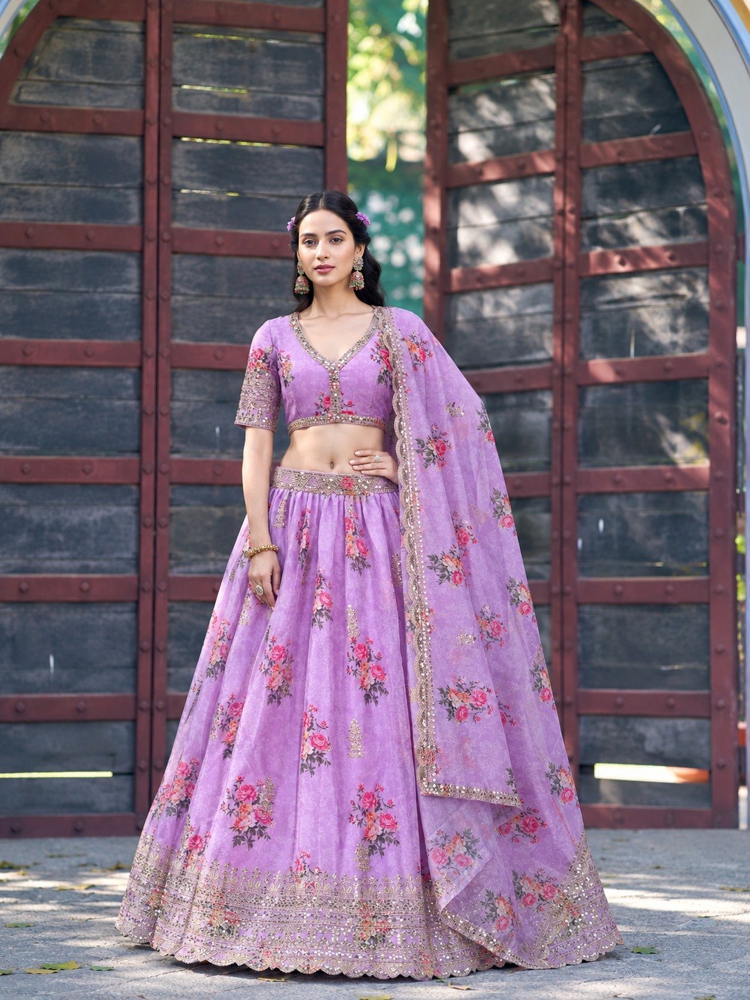 Purple Georgette Lehenga Choli