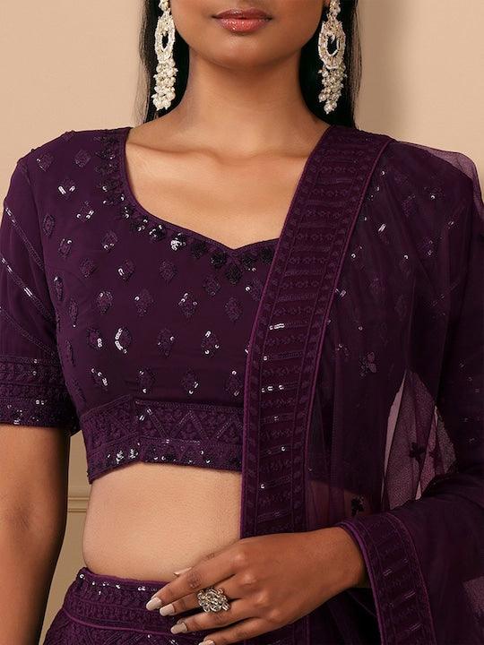 Purple Georgette Sequinned  Flared Lehenga choli