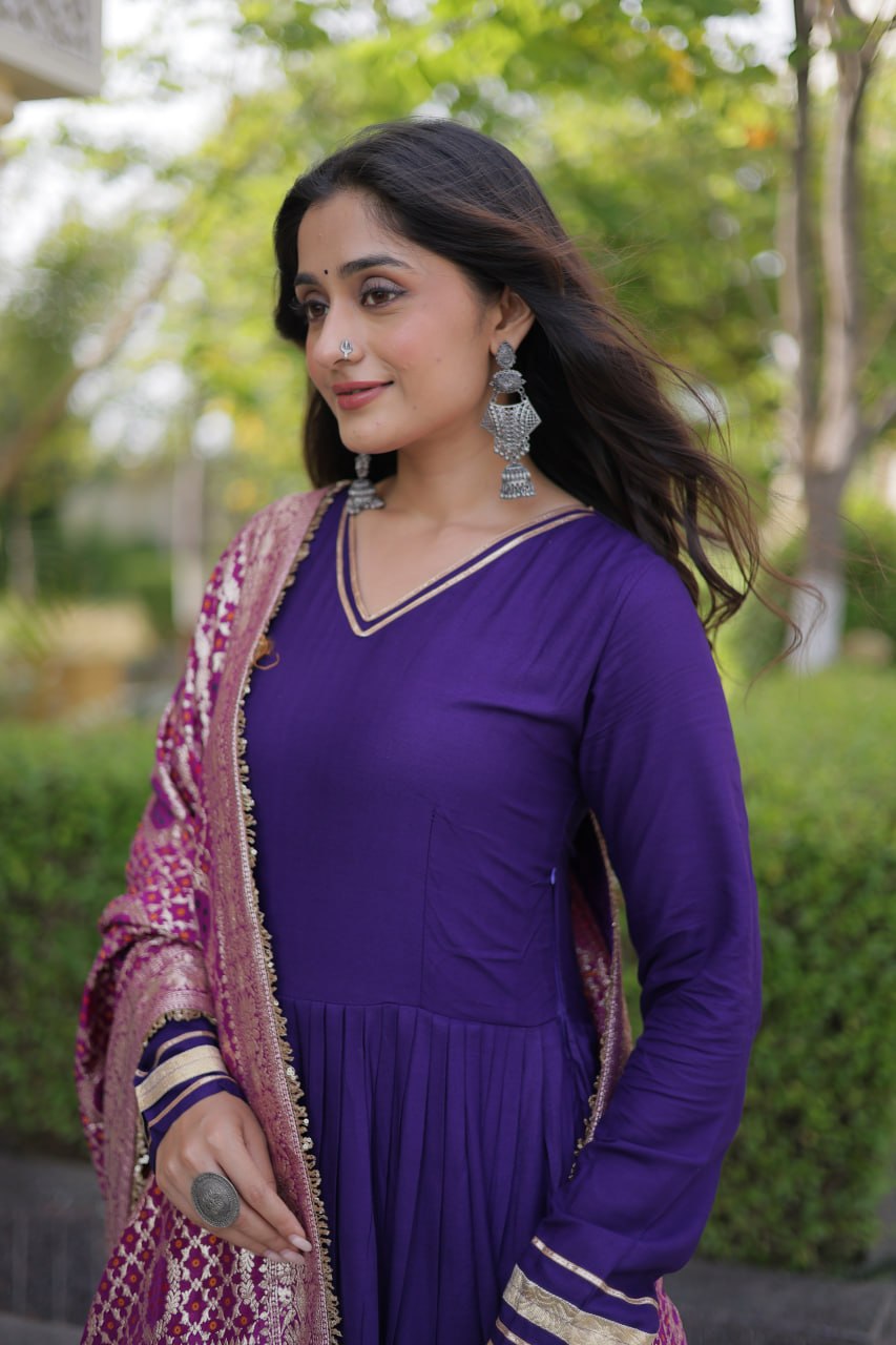Purple Gota Patti Graceful Gown