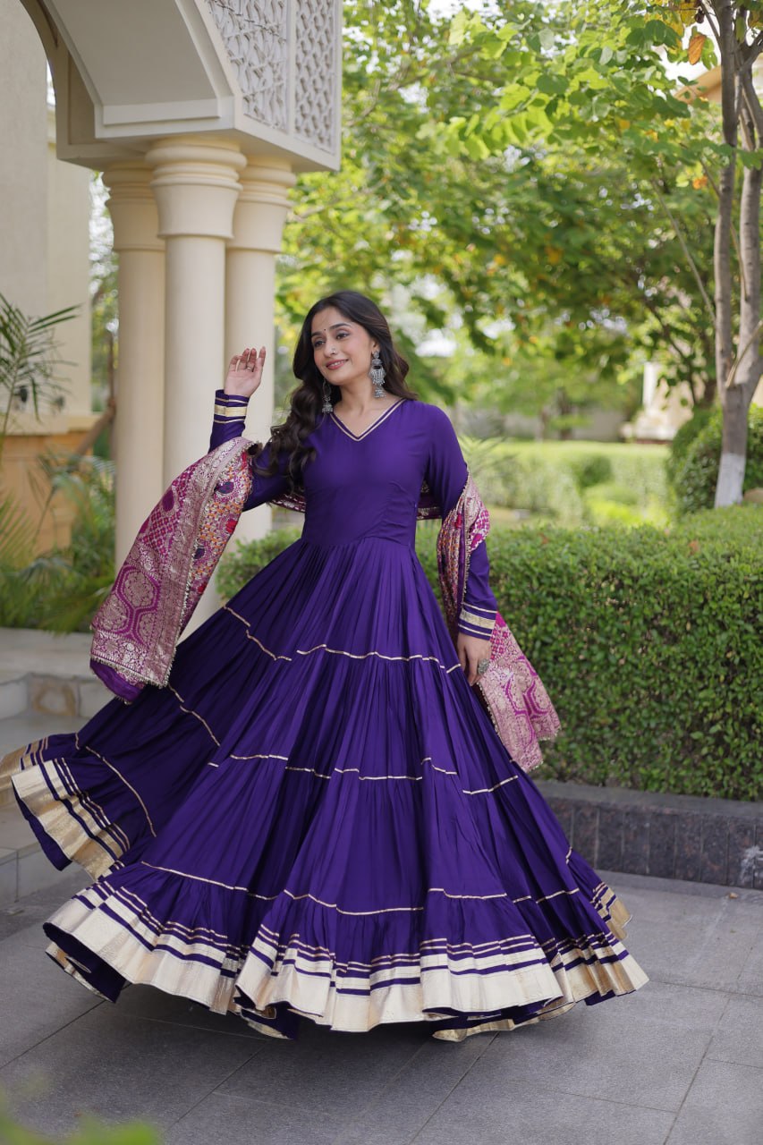 Purple Gota Patti Graceful Gown