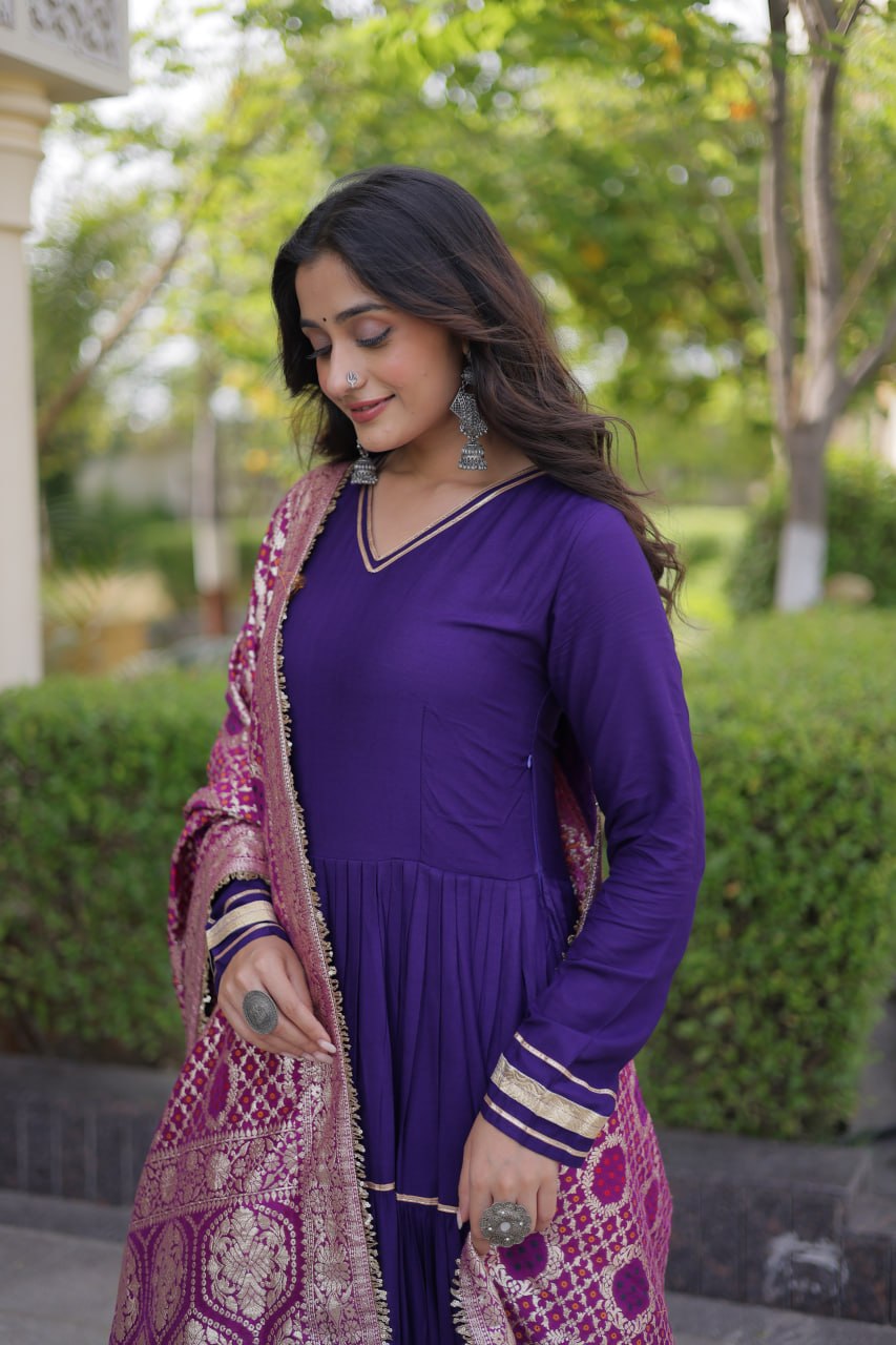 Purple Gota Patti Graceful Gown