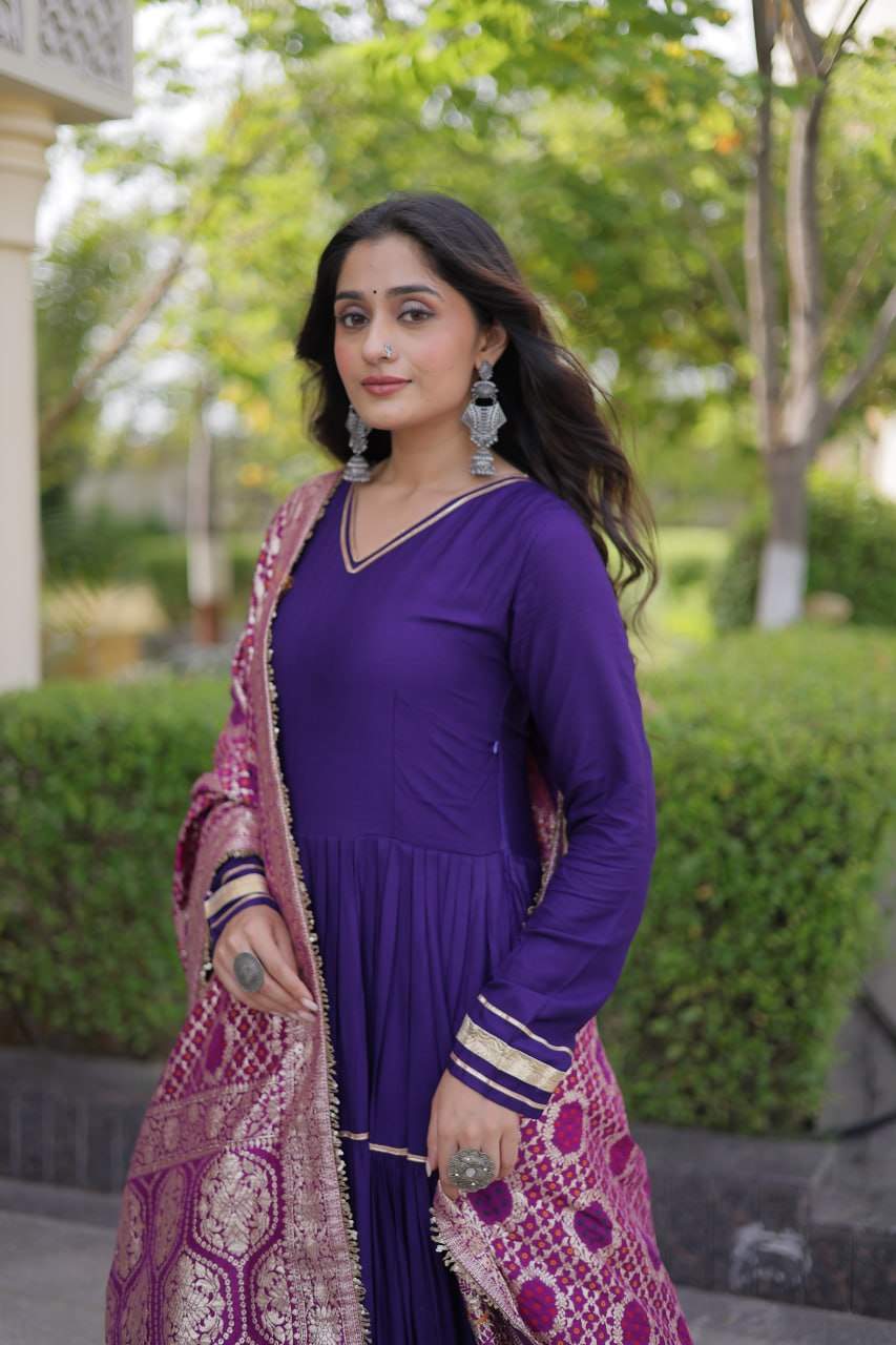 Purple Gota Patti Graceful Gown