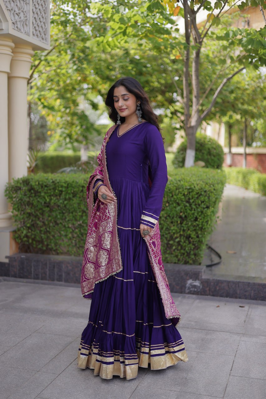 Purple Gota Patti Graceful Gown