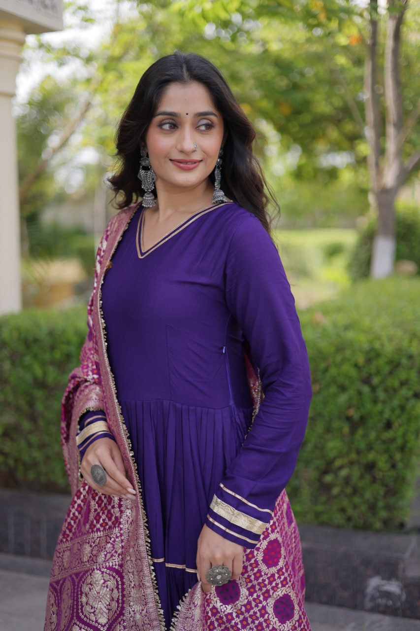 Purple Gota Patti Graceful Gown