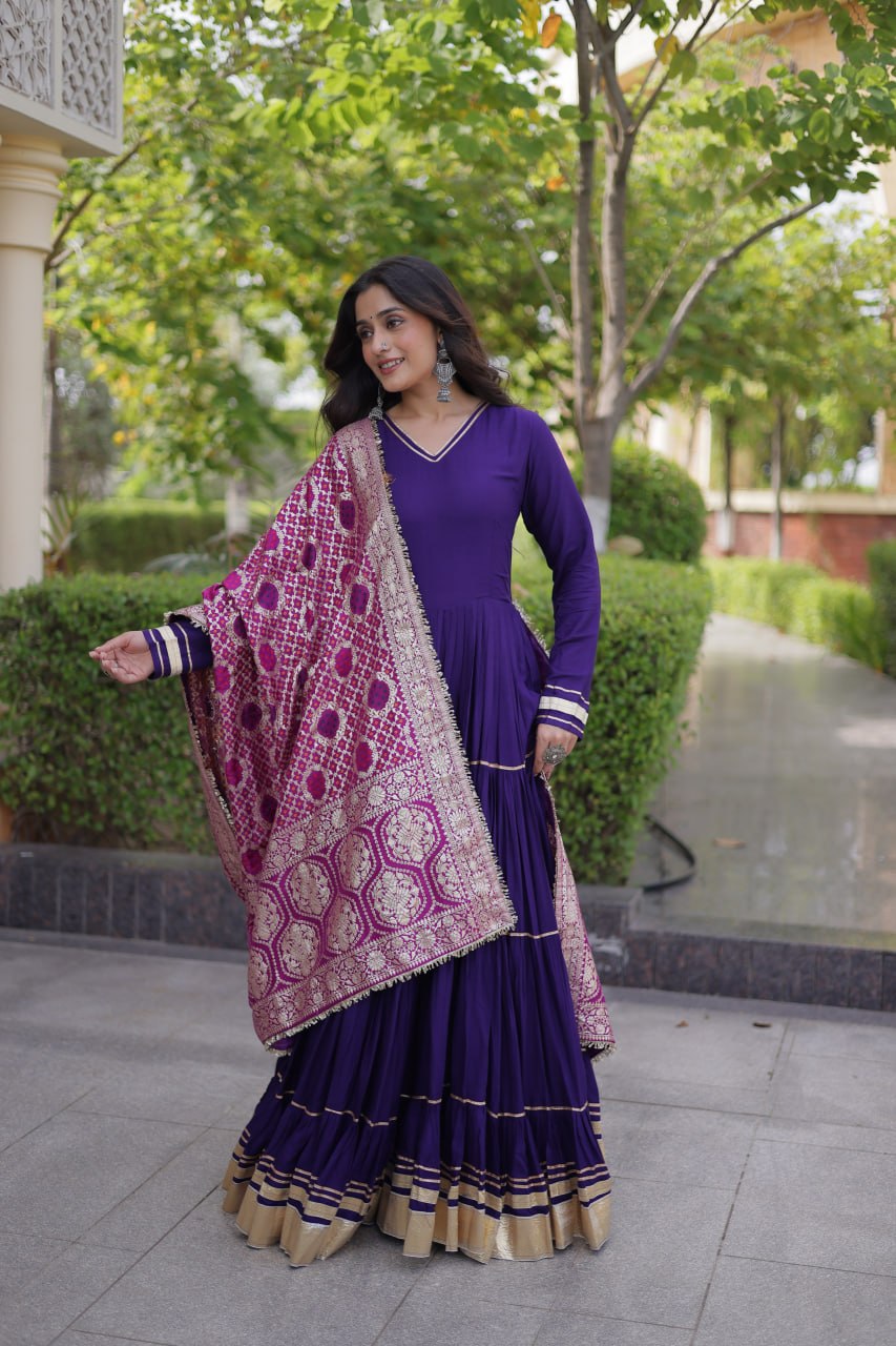 Purple Gota Patti Graceful Gown