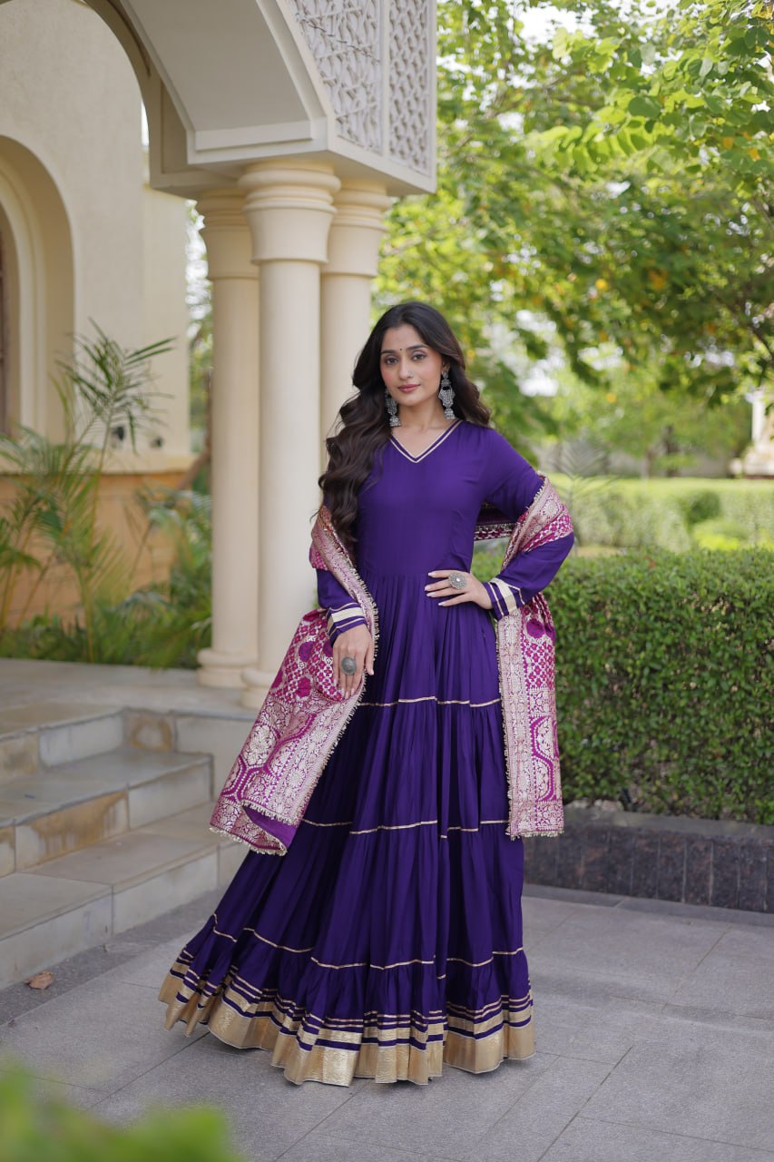Purple Gota Patti Graceful Gown