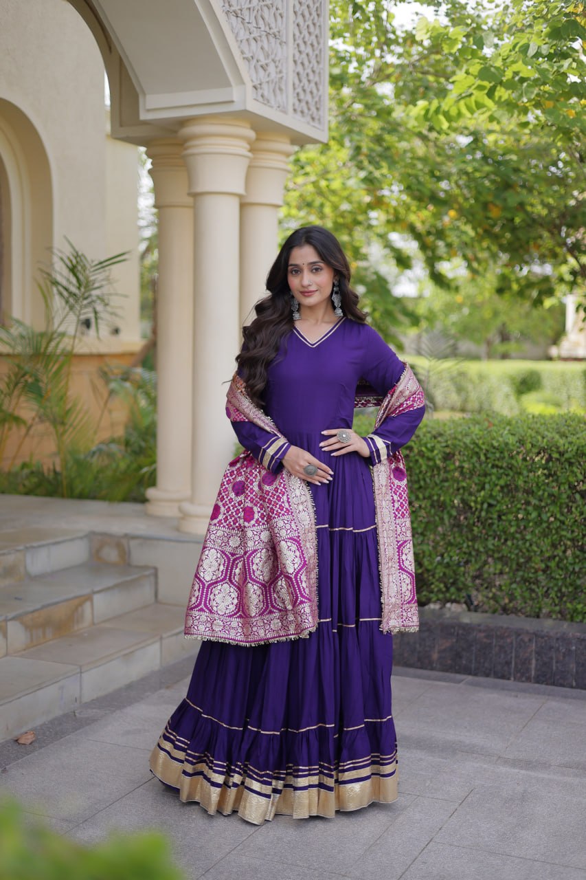 Purple Gota Patti Graceful Gown