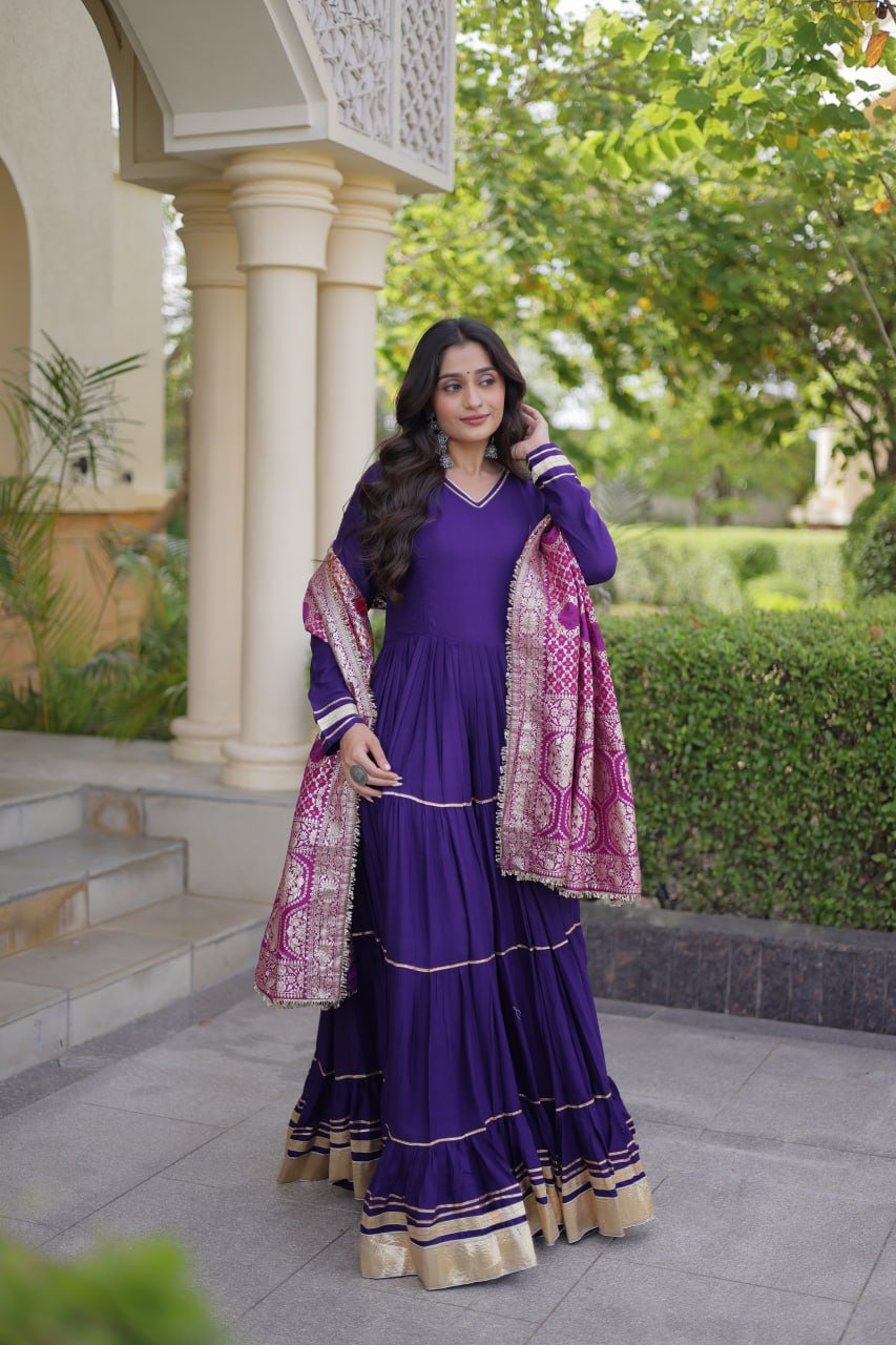 Purple Gota Patti Graceful Gown