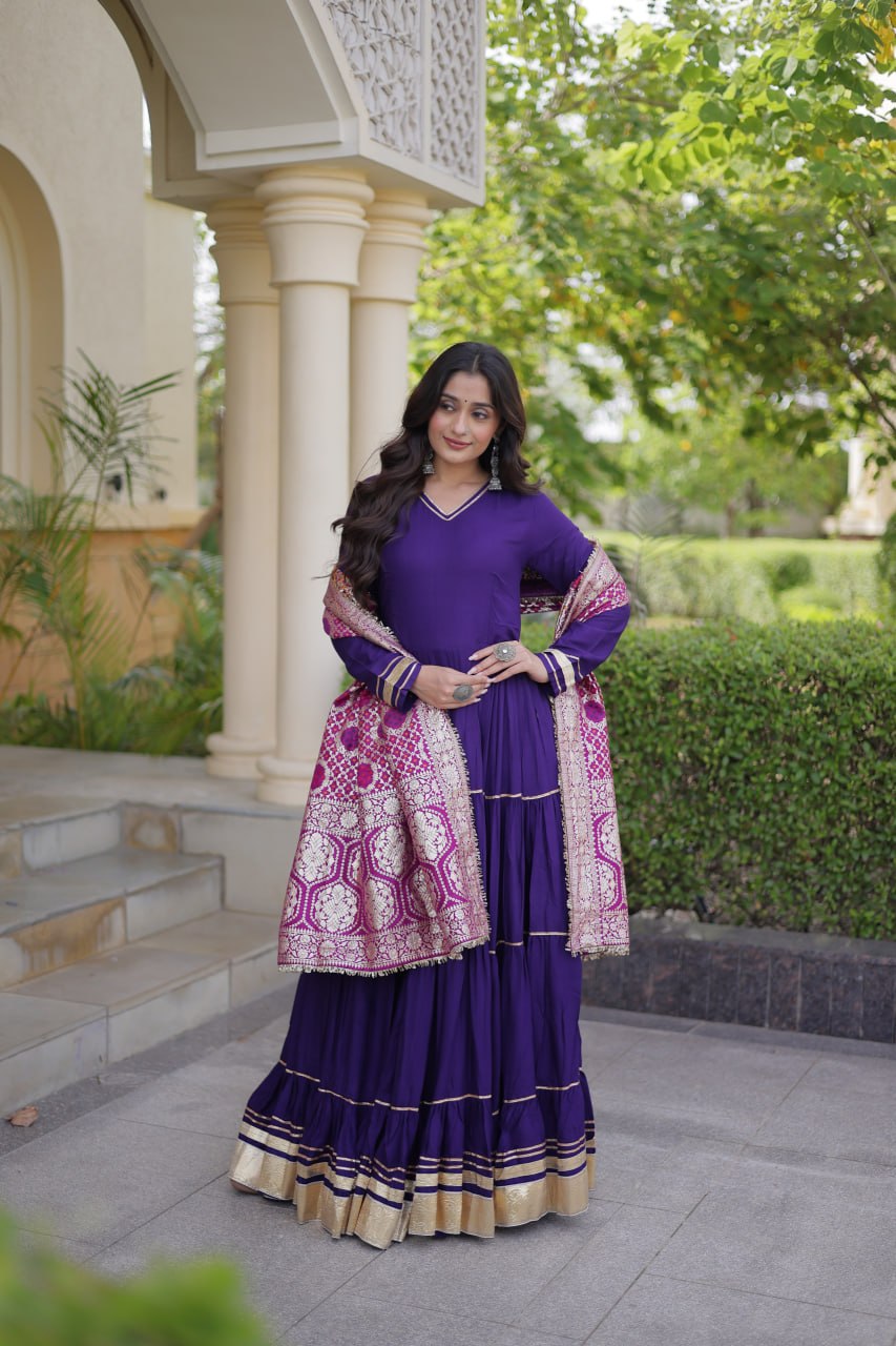 Purple Gota Patti Graceful Gown