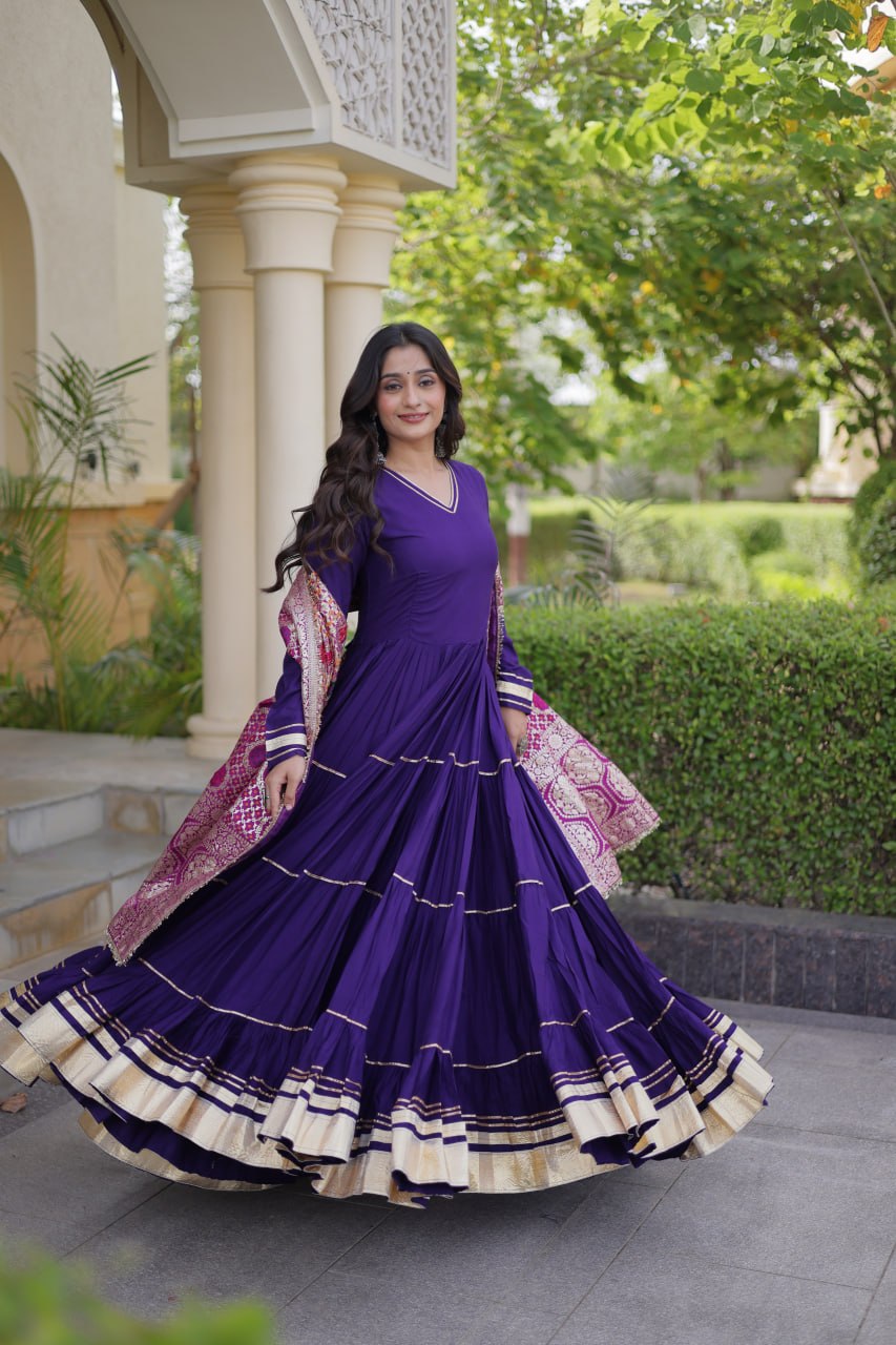Purple Gota Patti Graceful Gown