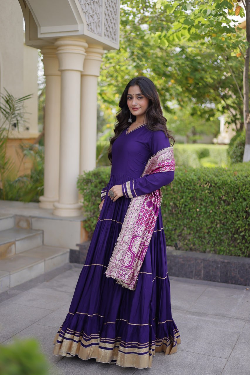 Purple Gota Patti Graceful Gown