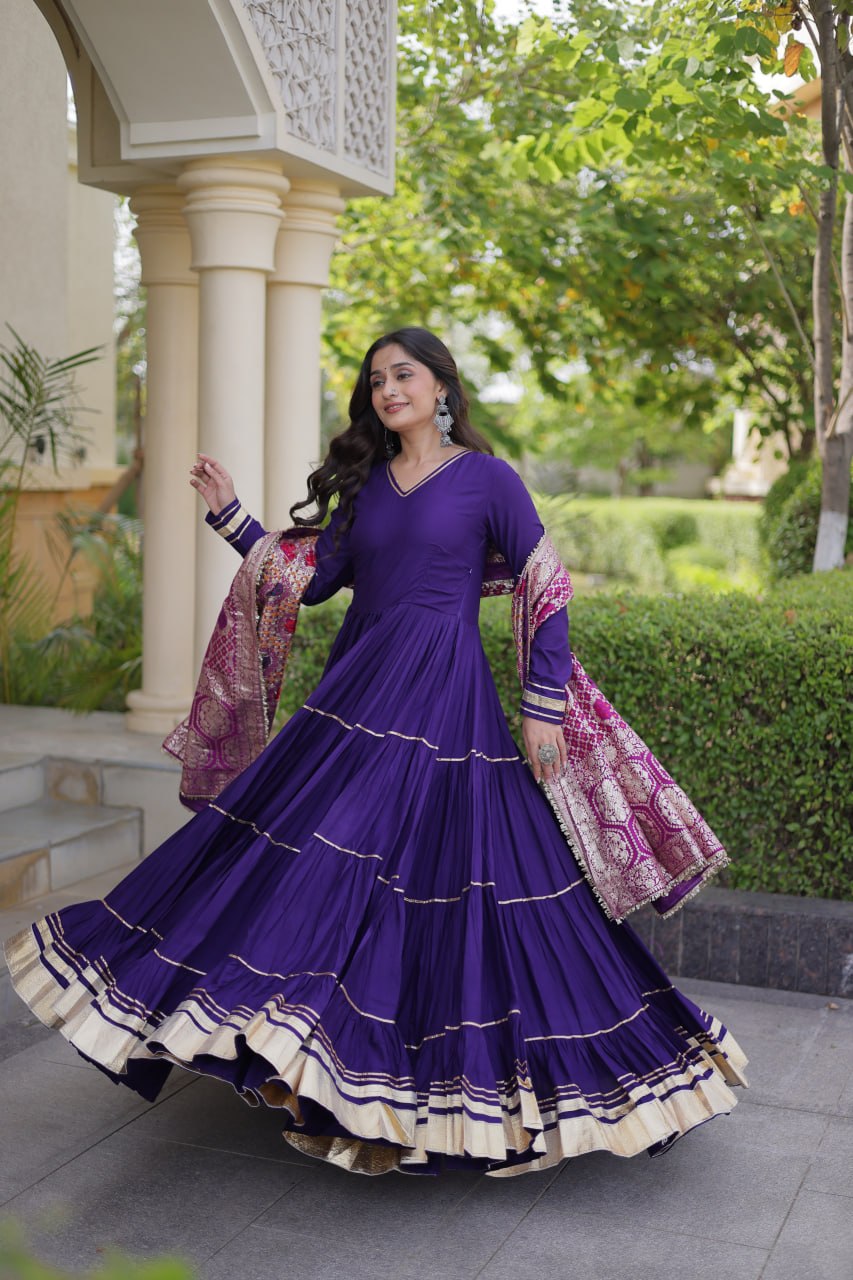 Purple Gota Patti Graceful Gown