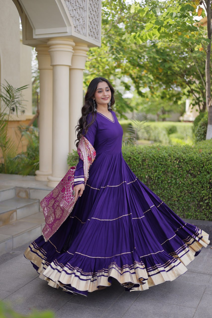 Purple Gota Patti Graceful Gown