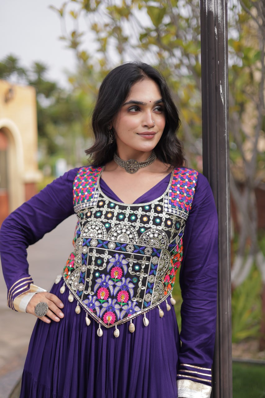 Purple Gown with Designer Blouse