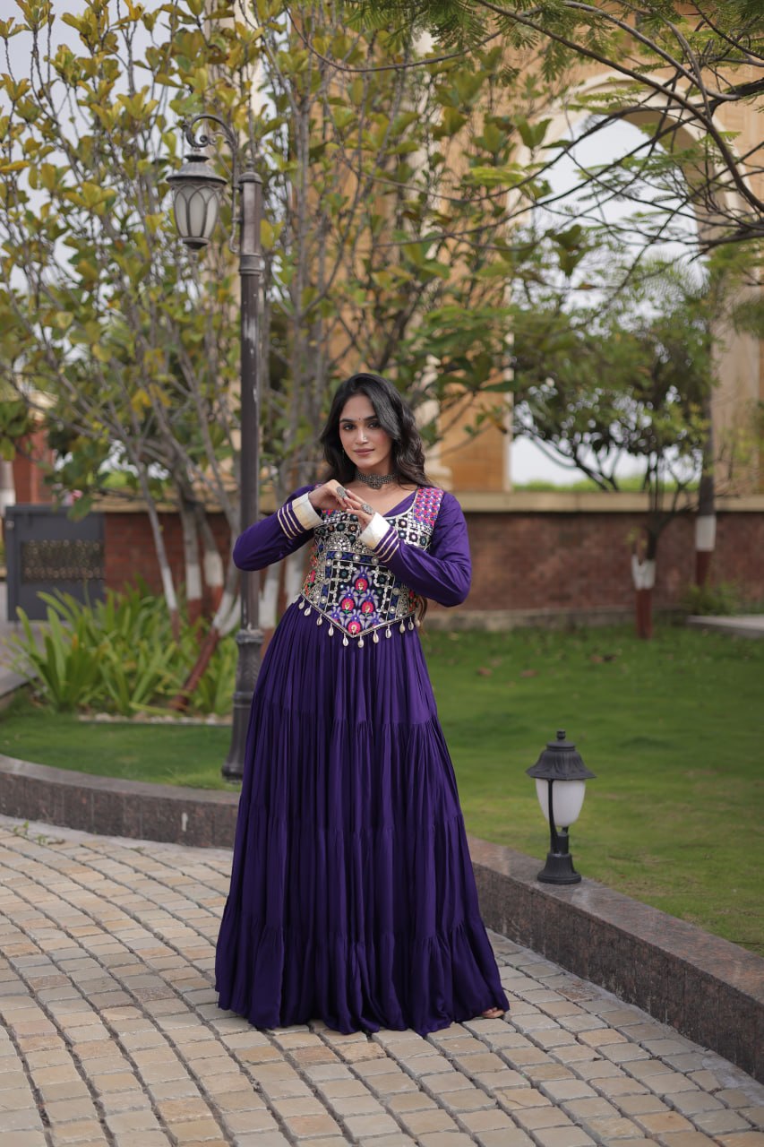 Purple Gown with Designer Blouse