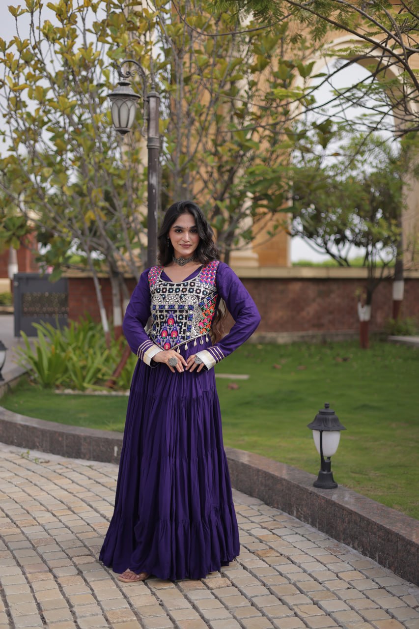 Purple Gown with Designer Blouse