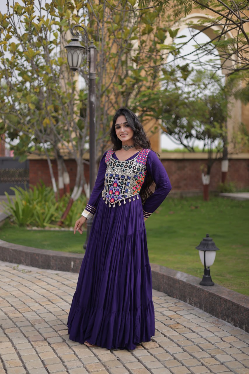 Purple Gown with Designer Blouse