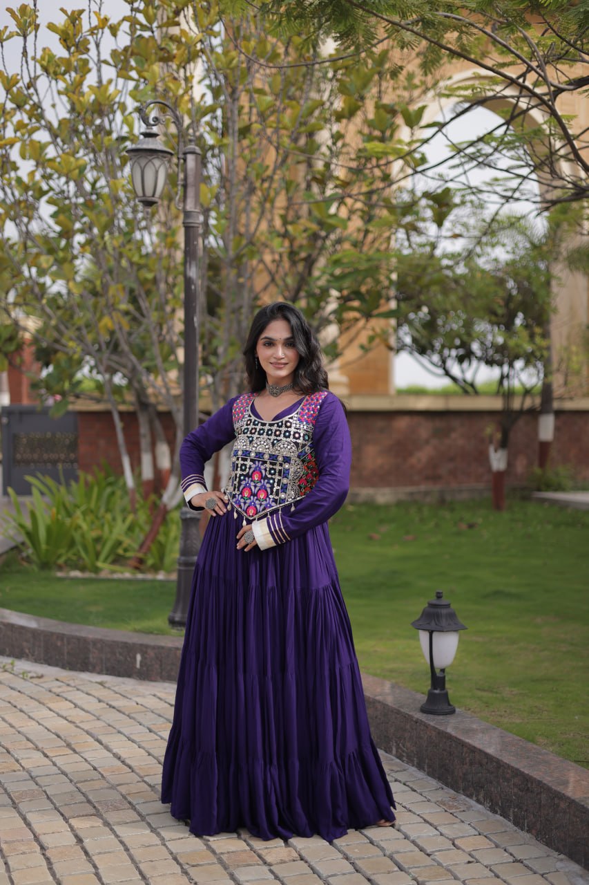 Purple Gown with Designer Blouse