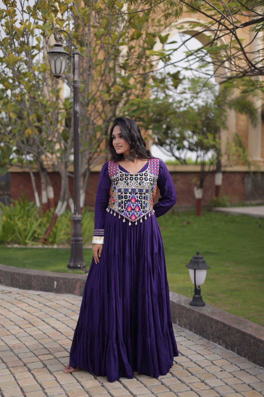 Purple Gown with Designer Blouse