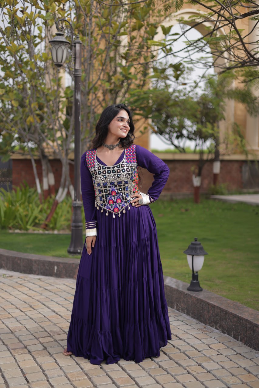 Purple Gown with Designer Blouse