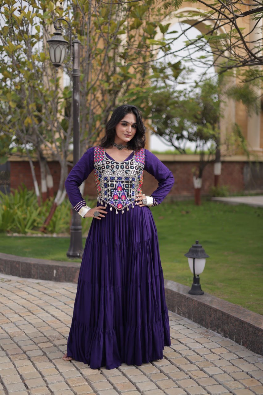 Purple Gown with Designer Blouse